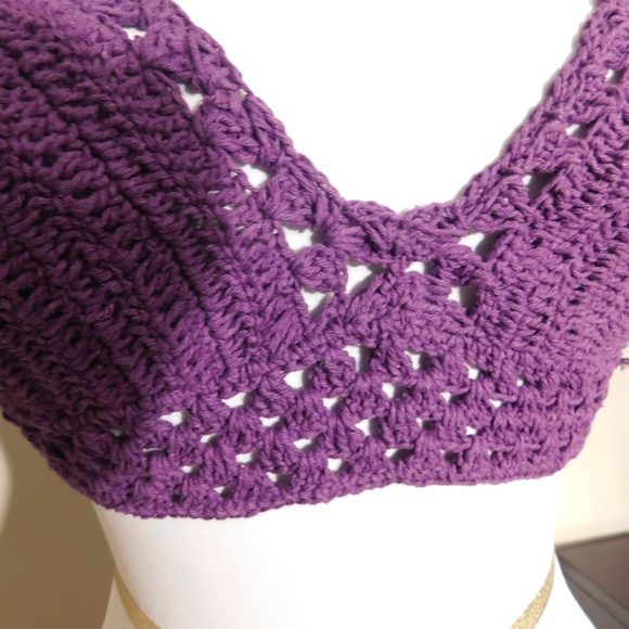 Purple Crochet Halter Top - One Size - Picture 4 of 5